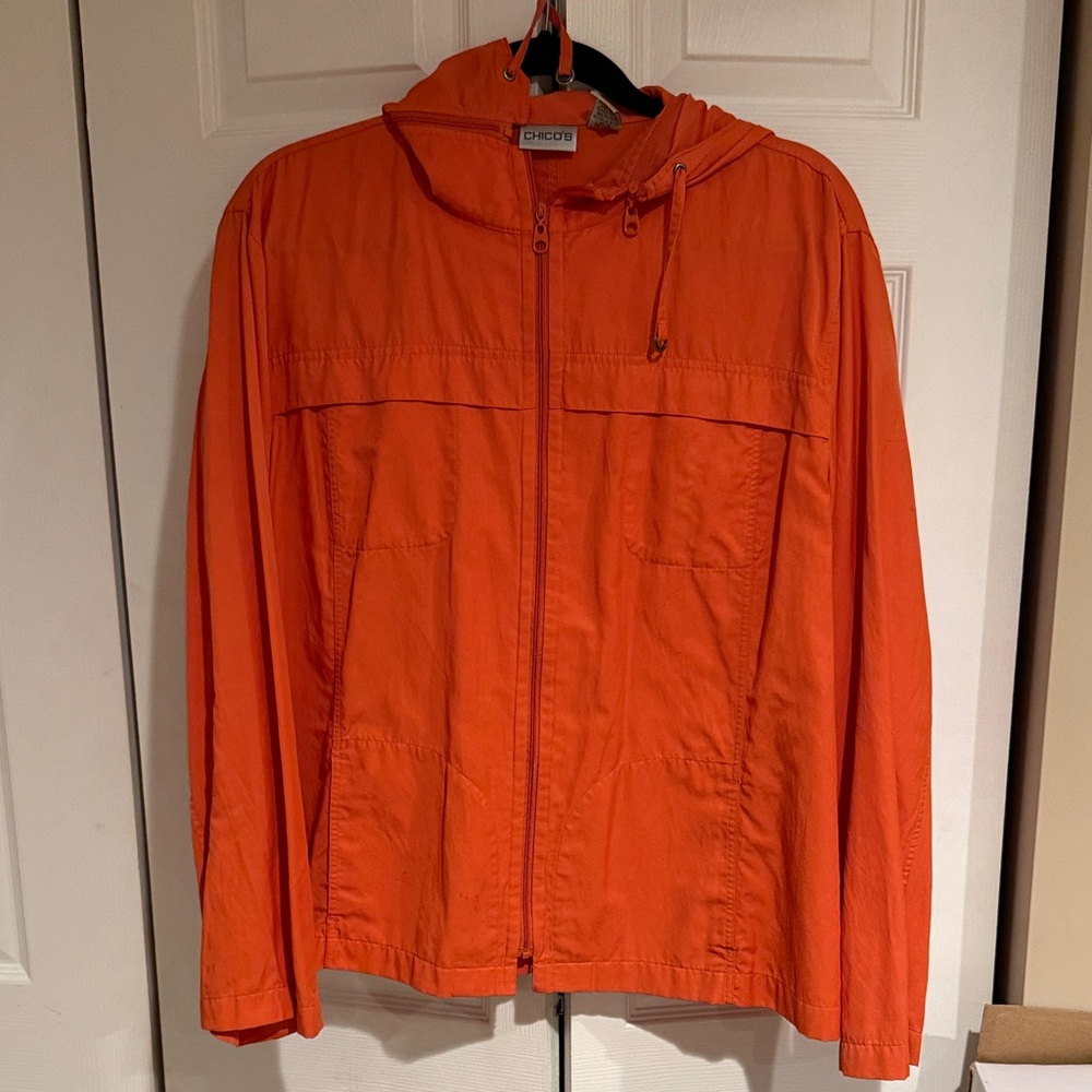 Chico's Bright Orange Hooded Jacket